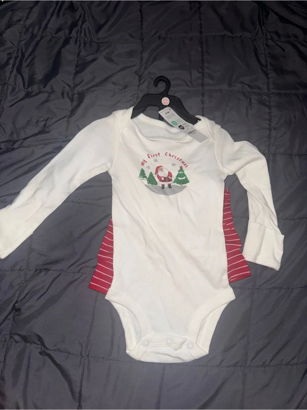 Carter's White & Red 'My First Christmas' Long-Sleeve Bodysuit Set